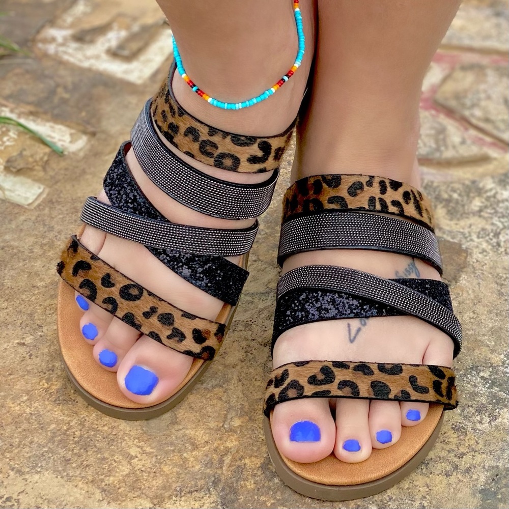 Leopard Glitter Sandals - Picture 3 of 12